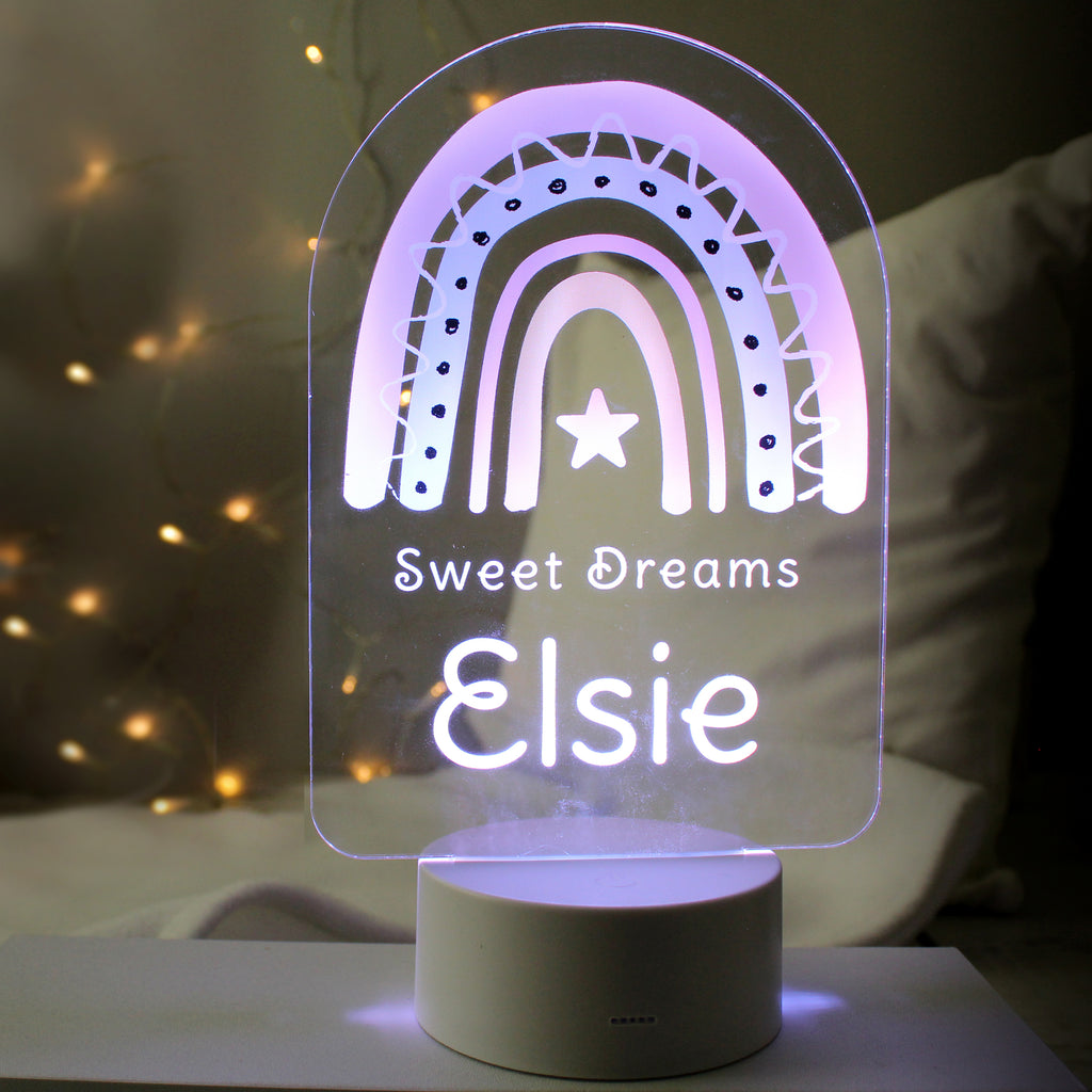 Personalised Pink Rainbow LED Colour Changing Night Light | LED Lights, Candles & Decorations | Inspired Creative Gifts