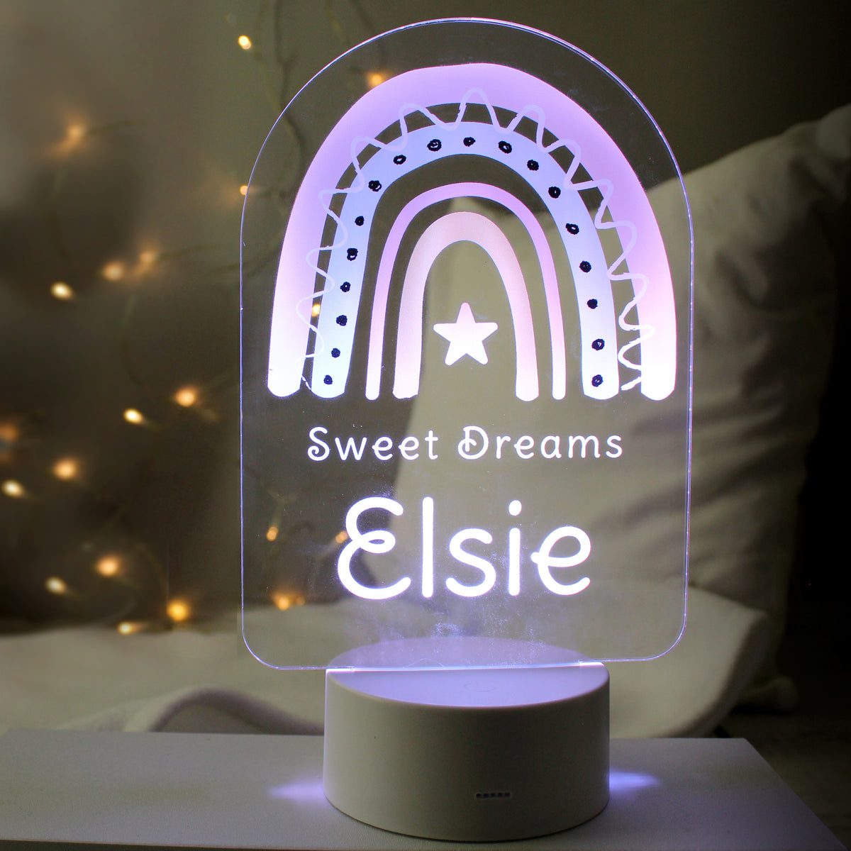 Personalised Pink Rainbow LED Colour Changing Night Light | LED Lights, Candles & Decorations | Inspired Creative Gifts