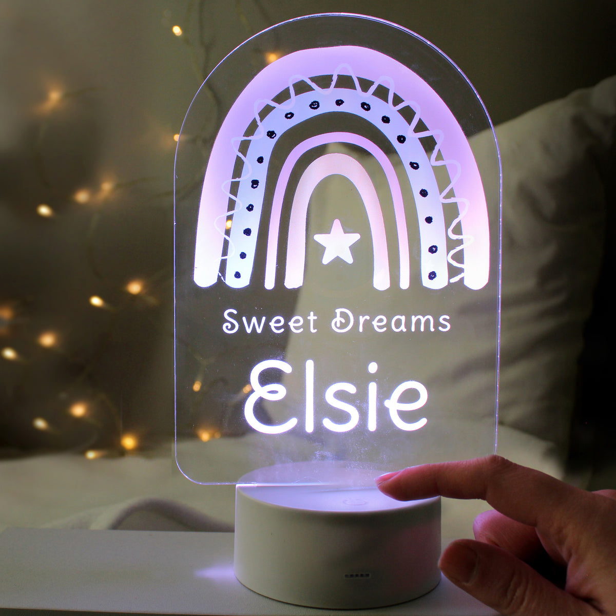 Personalised Pink Rainbow LED Colour Changing Night Light | LED Lights, Candles & Decorations | Inspired Creative Gifts