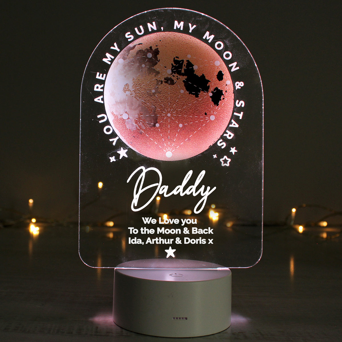 Personalised Sun Moon & Stars LED Colour Changing Night Light | LED Lights, Candles & Decorations | Father's Day Gift