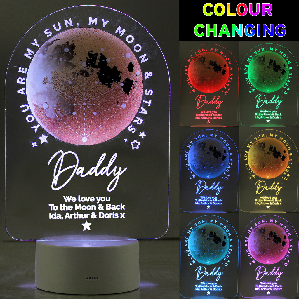 Personalised Sun Moon & Stars LED Colour Changing Night Light | LED Lights, Candles & Decorations | Father's Day Gift