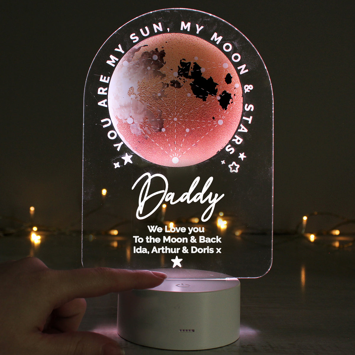 Personalised Sun Moon & Stars LED Colour Changing Night Light | LED Lights, Candles & Decorations | Father's Day Gift