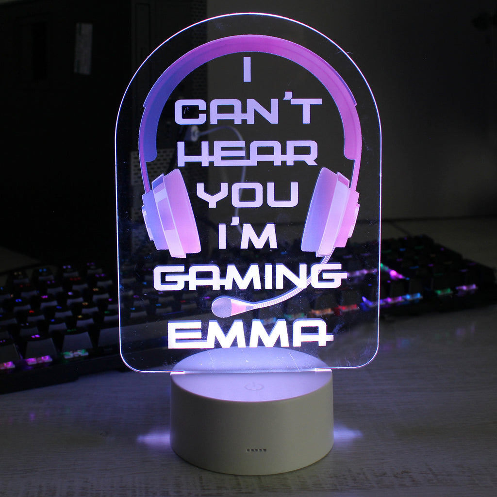 Personalised Pink Gaming LED Colour Changing Night Light | LED Lights, Candles & Decorations