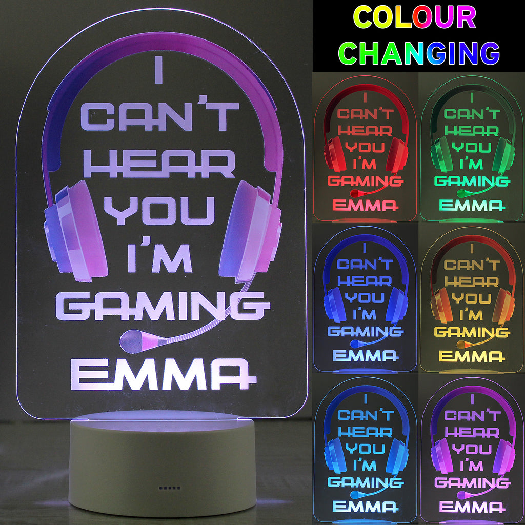 Personalised Pink Gaming LED Colour Changing Night Light | LED Lights, Candles & Decorations