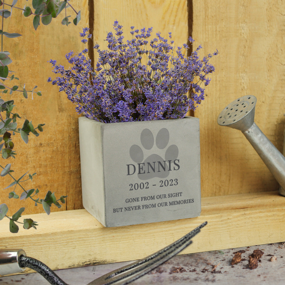 Personalised Pet Memorial Concrete Plant Pot for Memorial
