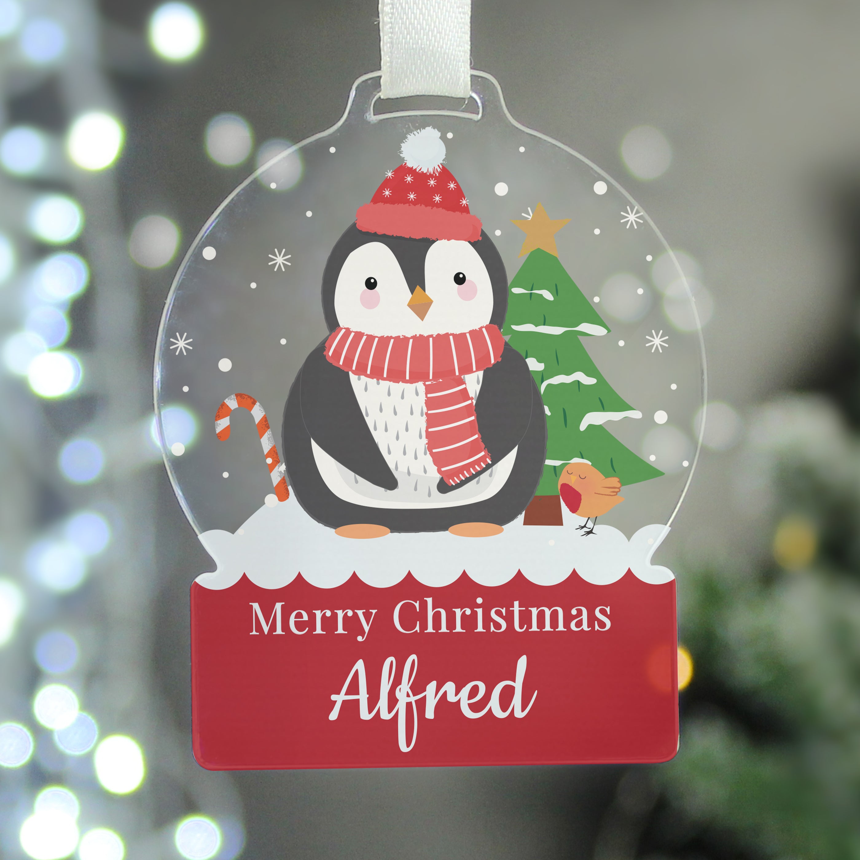 Personalised Penguin Acrylic Snowglobe Decoration |  | Inspired Creative Gifts