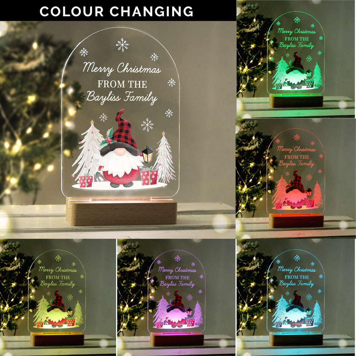 Personalised Gonk Wooden Based LED Christmas Light | LED Lights, Candles & Decorations | Christmas Gift