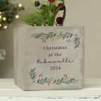 Personalised Christmas Foliage Concrete Planter | Vases | Inspired Creative Gifts