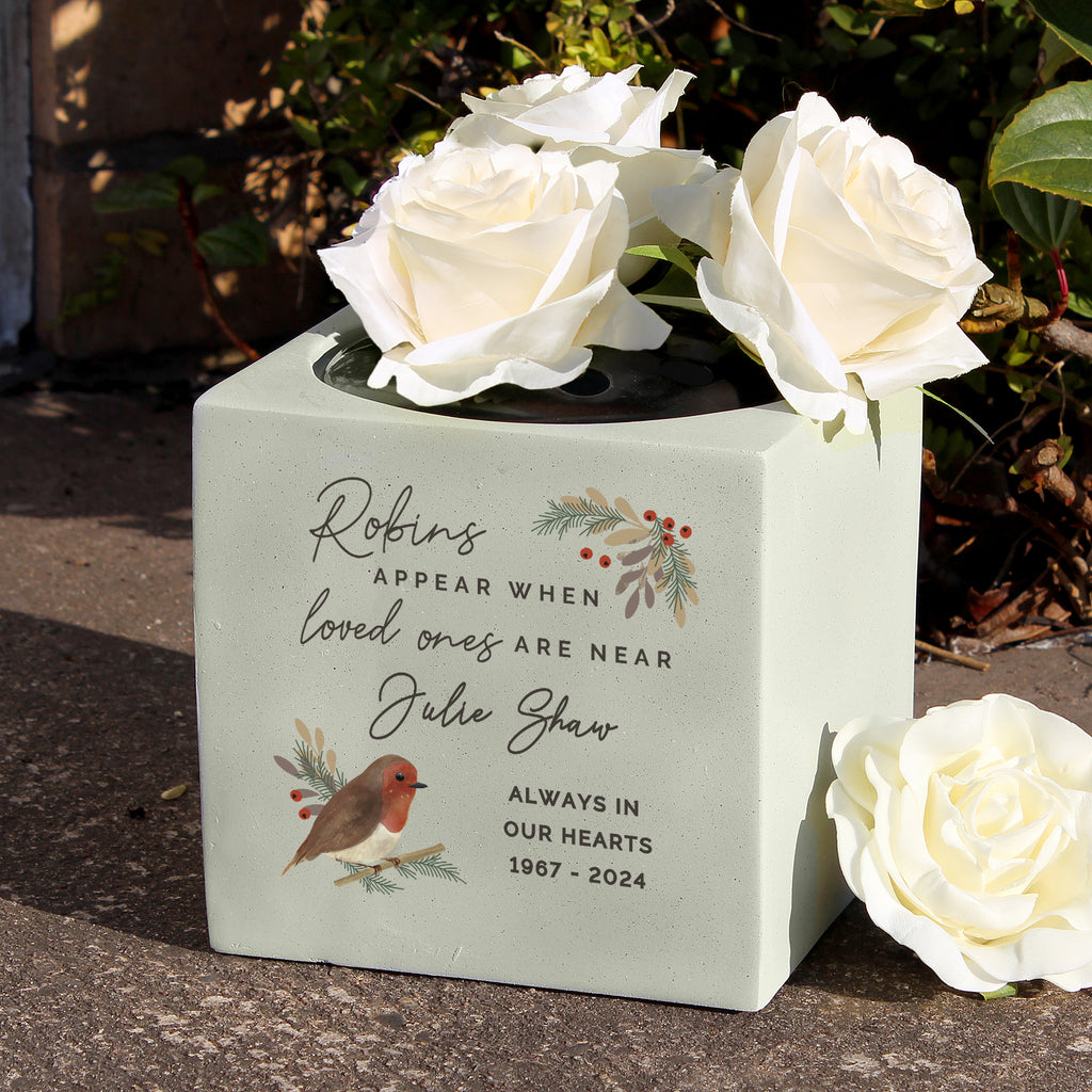 Personalised Robins Appear Memorial Vase | Memorials | Inspired Creative Gifts