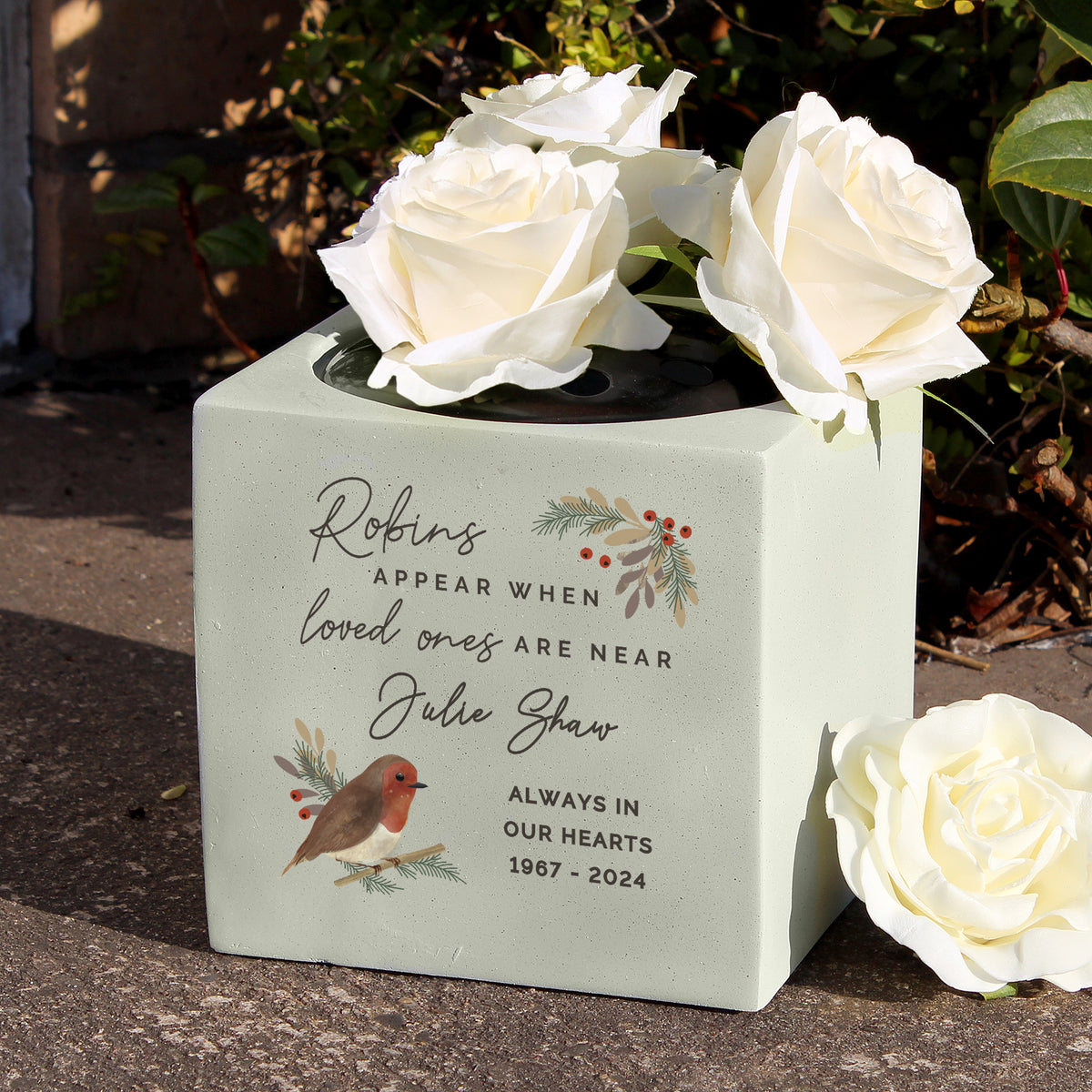 Personalised Robins Appear Memorial Vase | Memorials | Inspired Creative Gifts