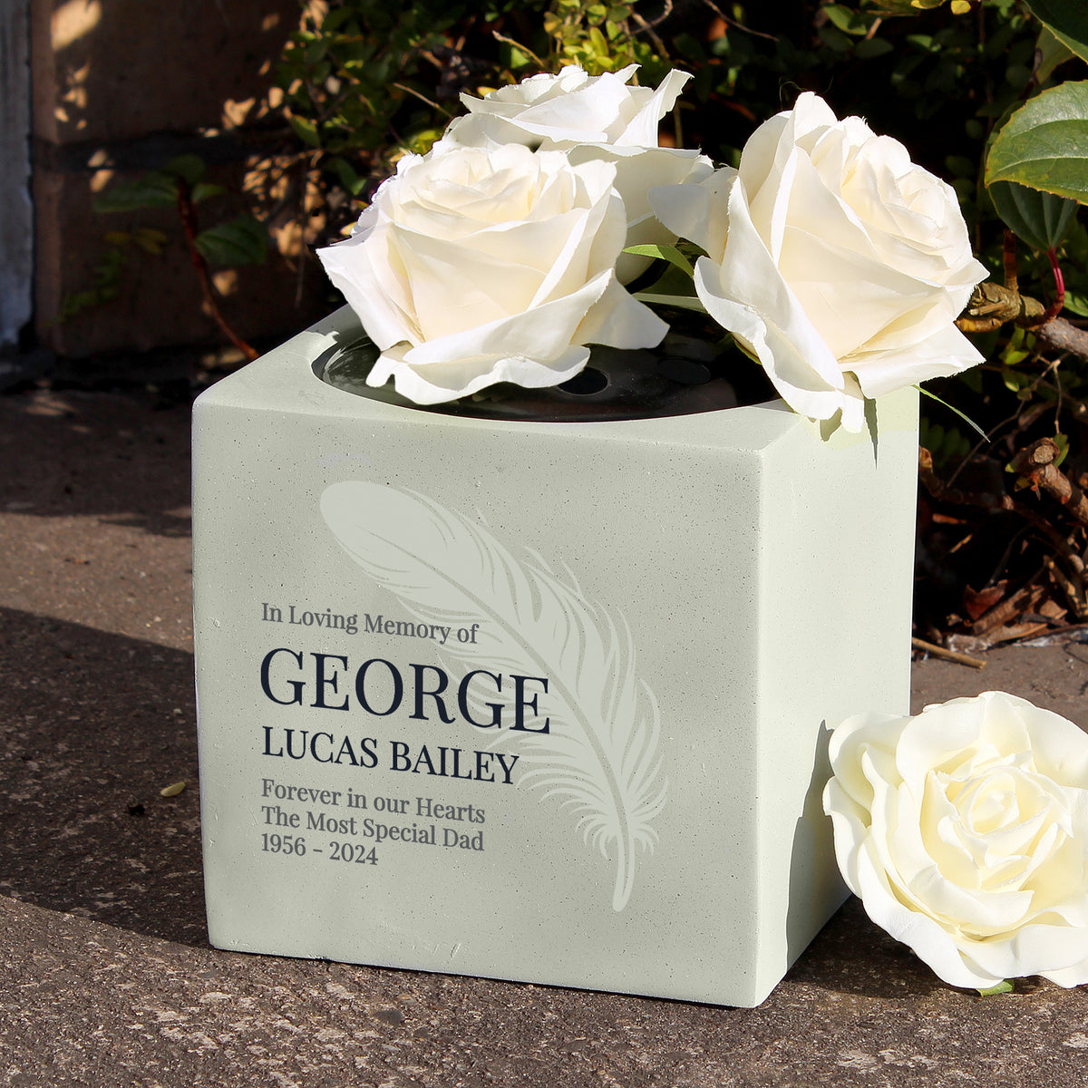 Personalised Feather Memorial Vase | Memorials | Memorial Gift