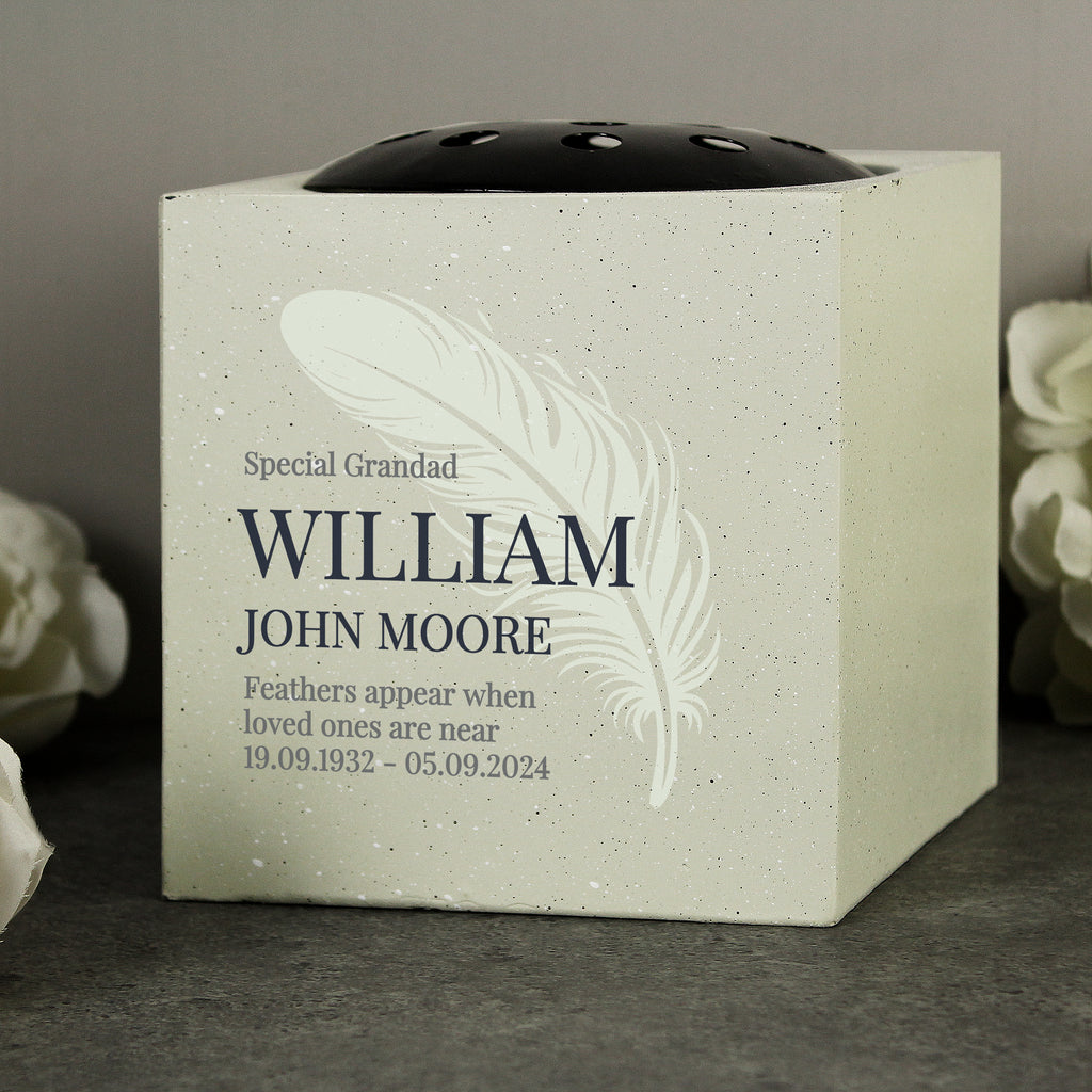 Personalised Feather Memorial Vase | Memorials | Memorial Gift