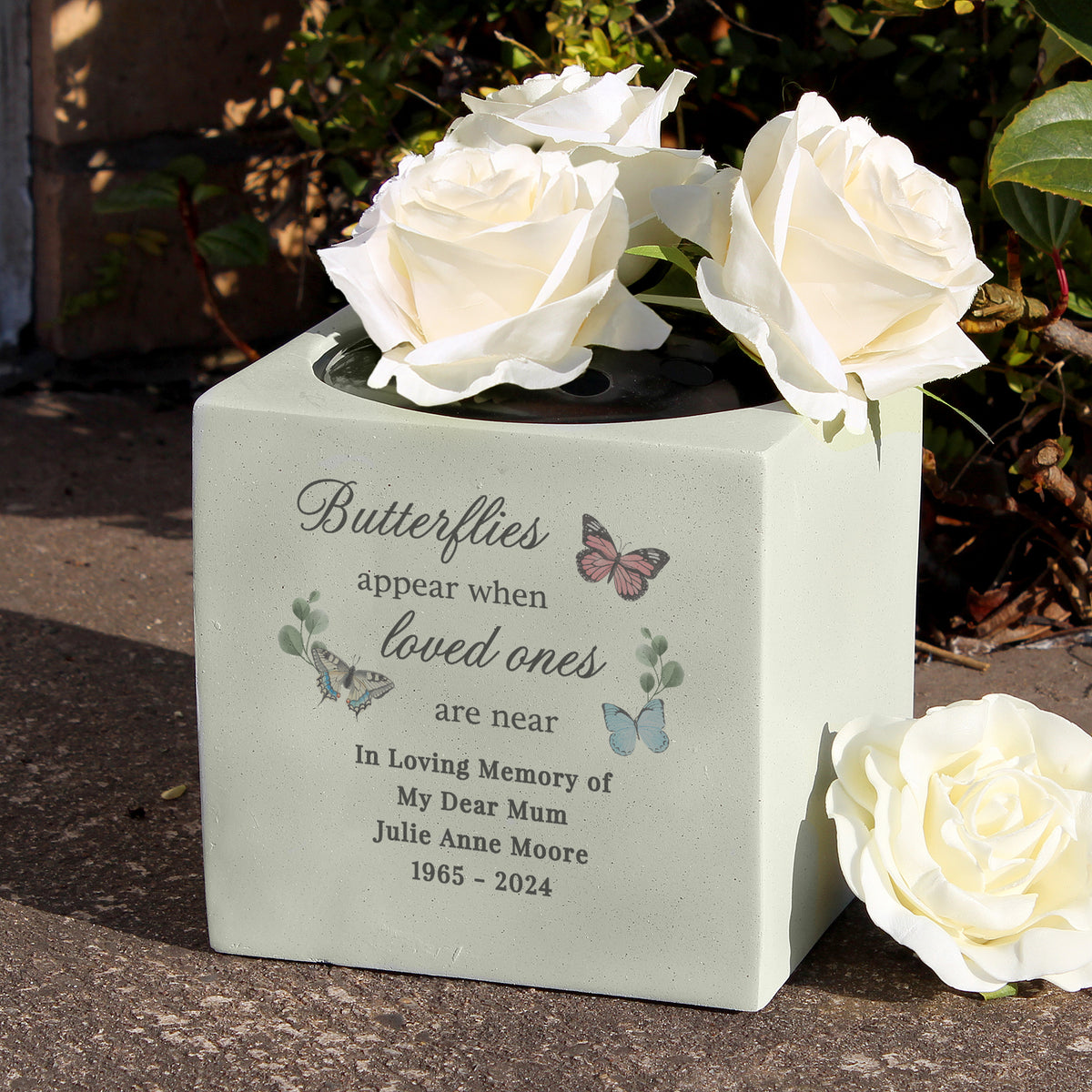 Personalised Butterflies Appear Memorial Vase | Memorial Gift