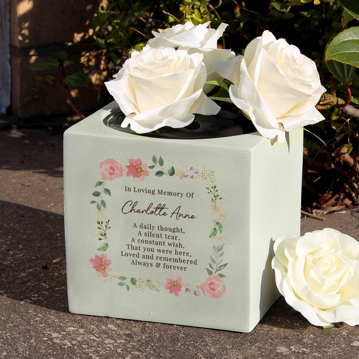 Personalised Floral Memorial Vase | Memorial Gift