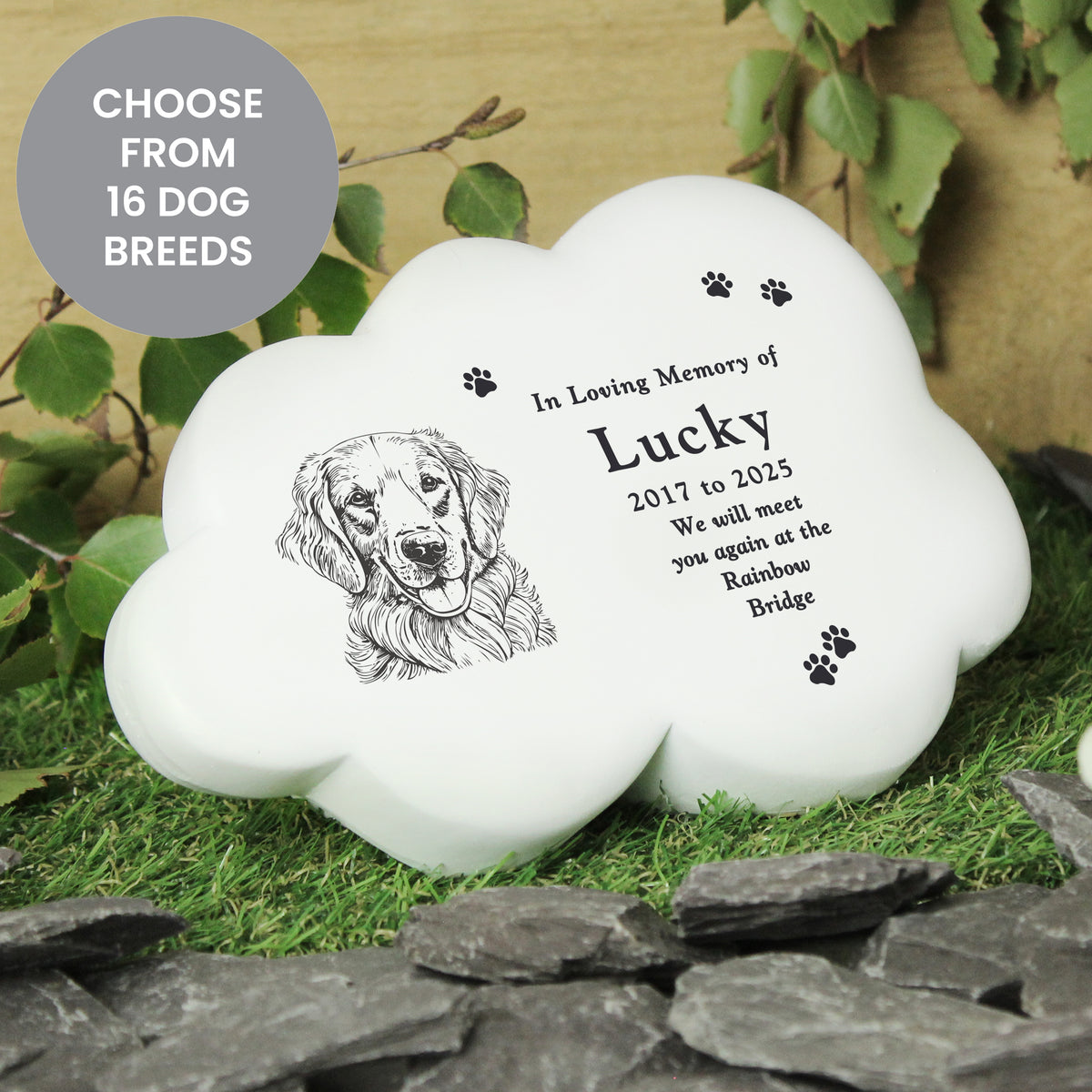 Personalised Dog Breed Garden Memorial Cloud | Pet Gifts | Inspired Creative Gifts