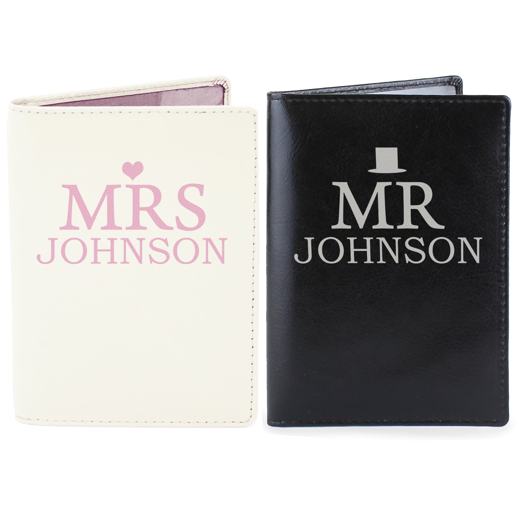 Personalised Mr & Mrs Passport Holder Set - Leather & Leatherette - Inspired Creative Gifts