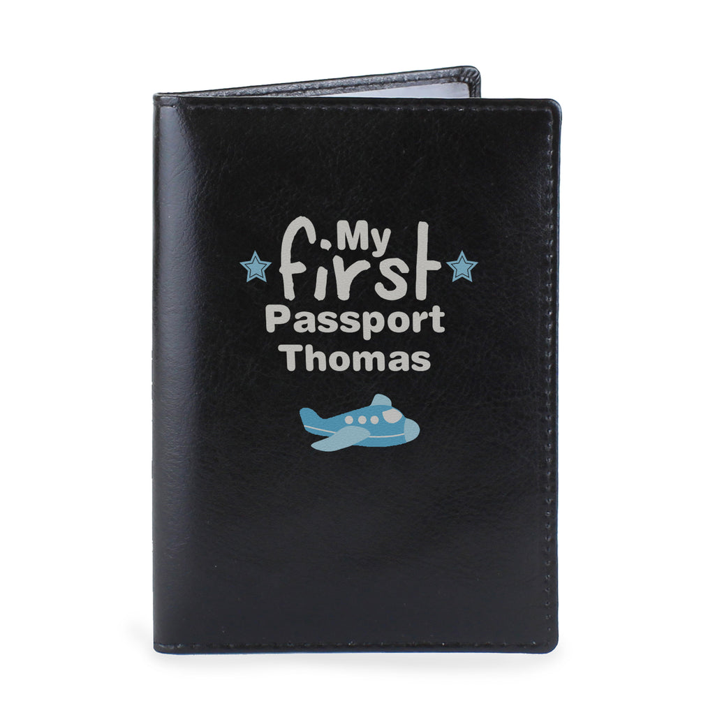 Personalised My First Black Passport Holder - Leather & Leatherette - Inspired Creative Gifts
