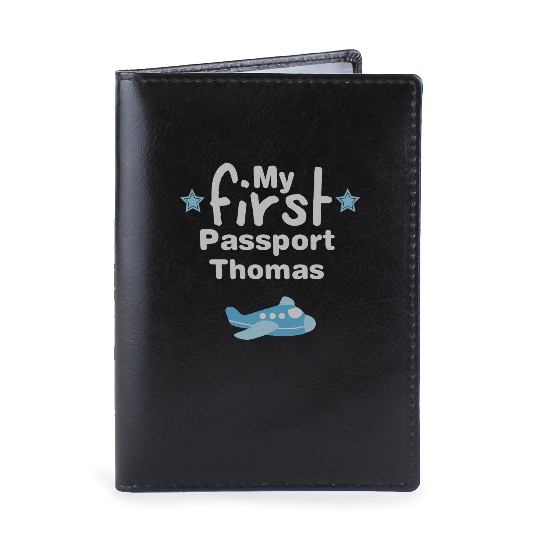 Personalised My First Black Passport Holder - Leather & Leatherette - Inspired Creative Gifts