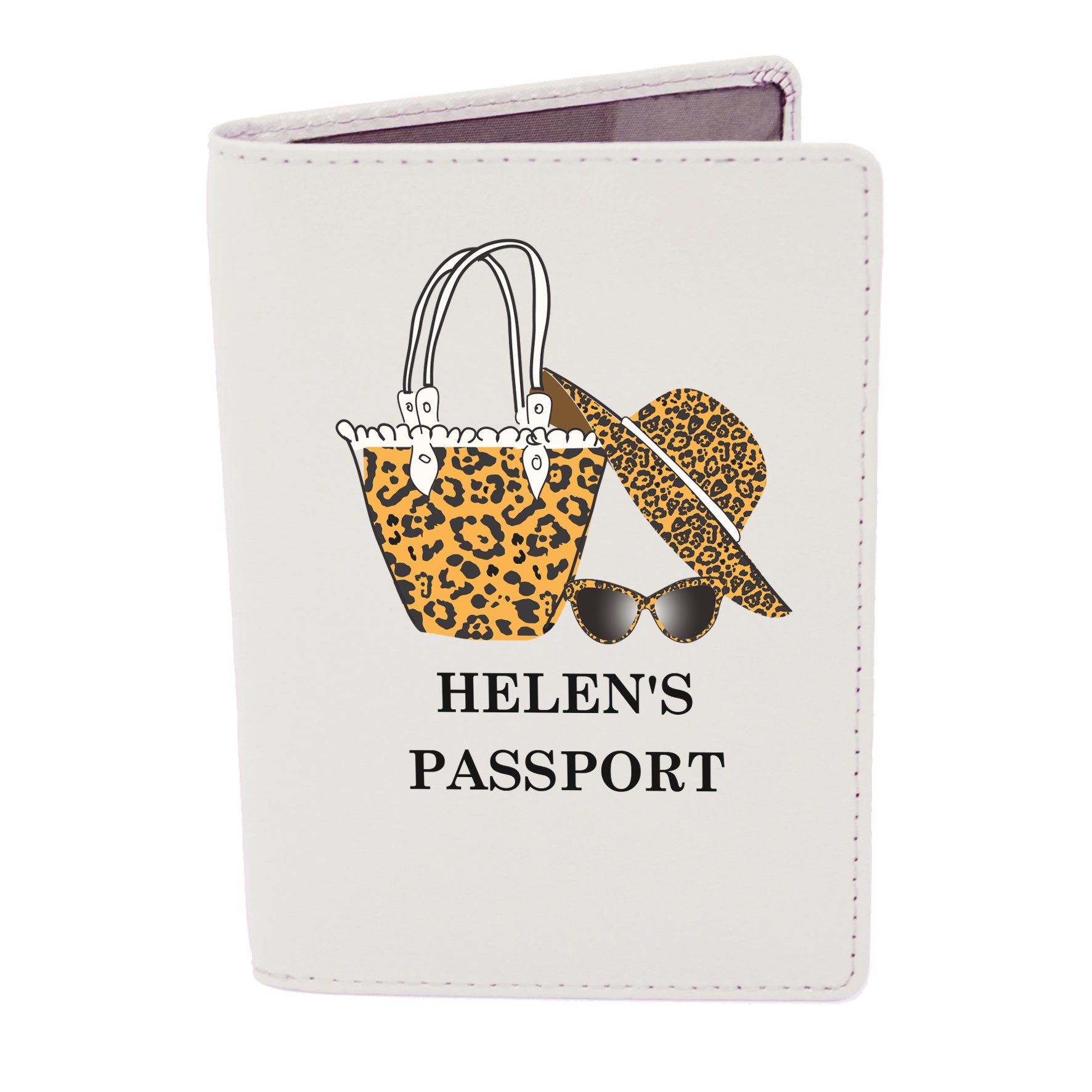 Personalised Leopard Print Cream Passport Holder - Leather & Leatherette - Inspired Creative Gifts