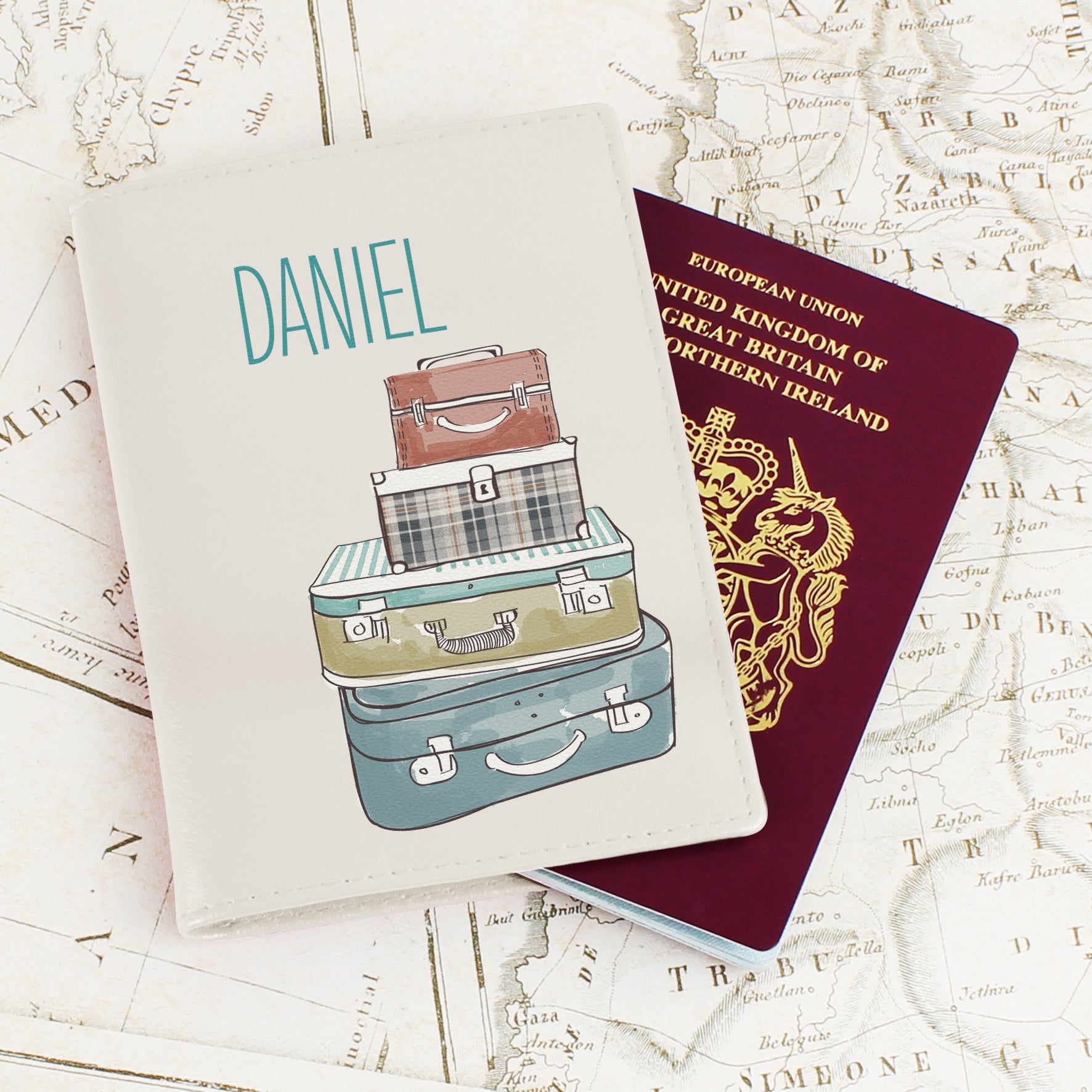 Personalised Male Essentials Cream Passport Holder - Leather & Leatherette - Inspired Creative Gifts