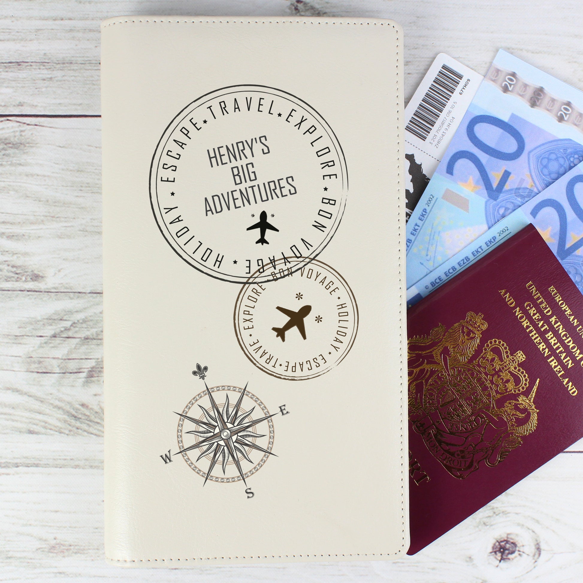 Personalised Stamp Travel Document Holder - Leather & Leatherette - Inspired Creative Gifts