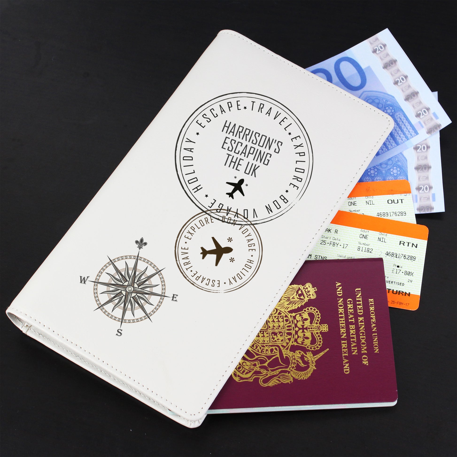 Personalised Stamp Travel Document Holder - Leather & Leatherette - Inspired Creative Gifts