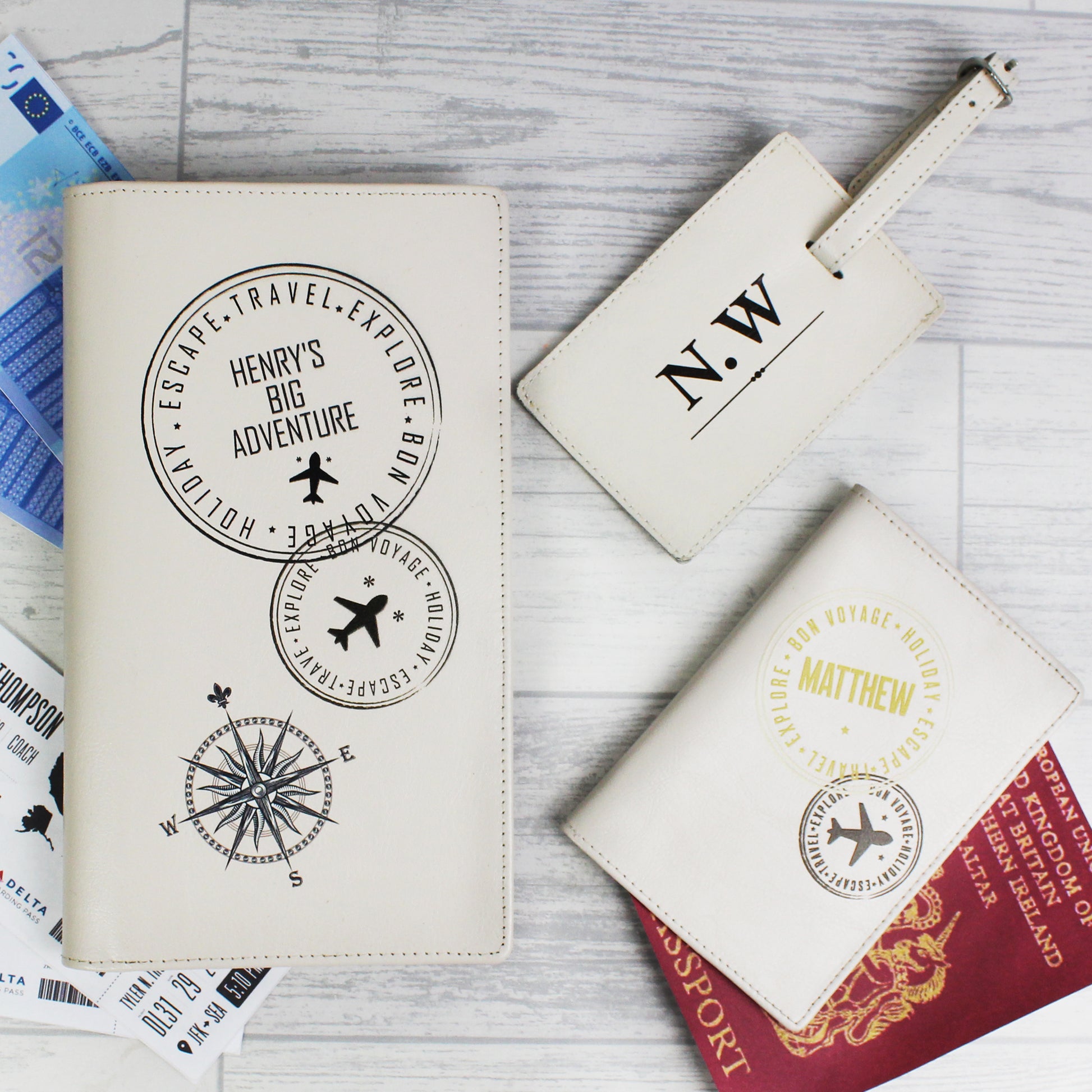 Personalised Stamp Travel Document Holder - Leather & Leatherette - Inspired Creative Gifts