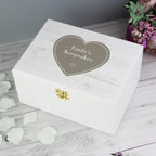 Personalised Rustic Heart White Wooden Keepsake Box for Mother's Day