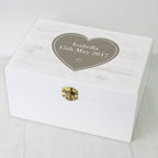 Personalised Rustic Heart White Wooden Keepsake Box for Mother's Day
