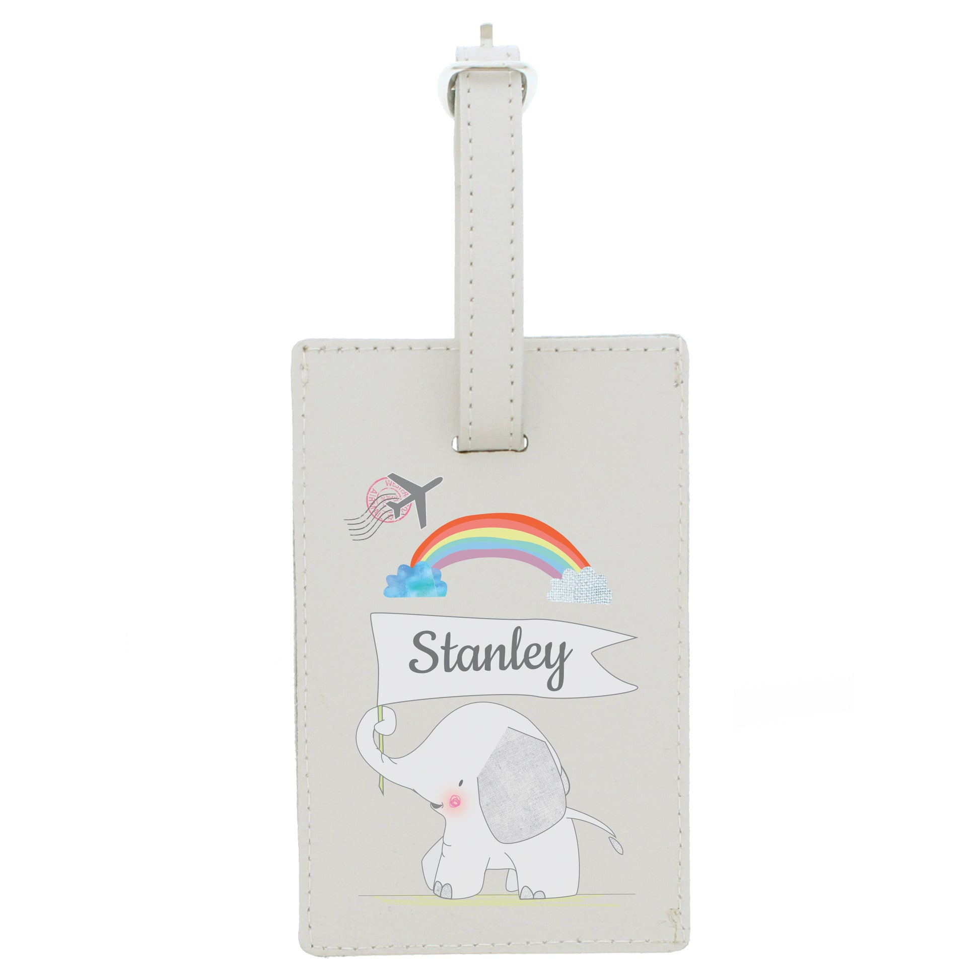 Personalised Hessian Elephant Cream Luggage Tag - Leather & Leatherette - Inspired Creative Gifts
