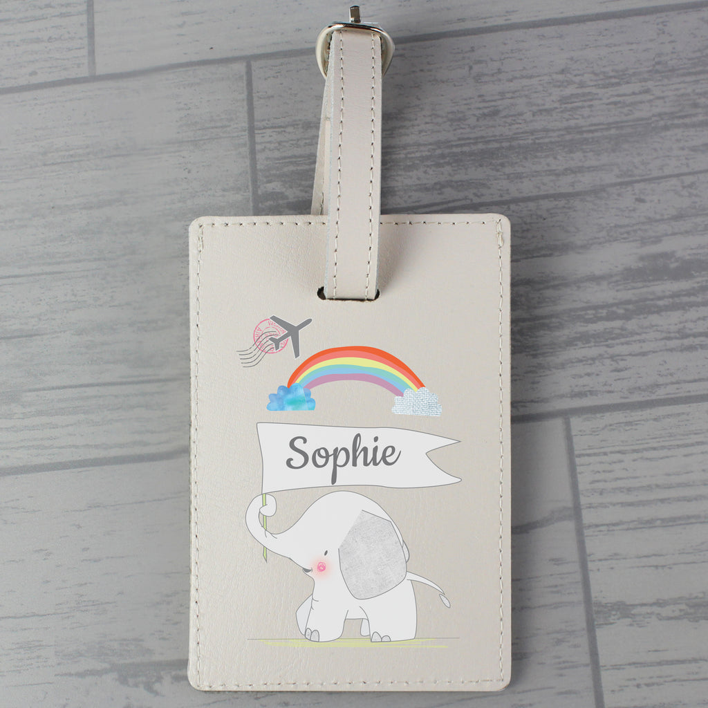Personalised Hessian Elephant Cream Luggage Tag - Leather & Leatherette - Inspired Creative Gifts