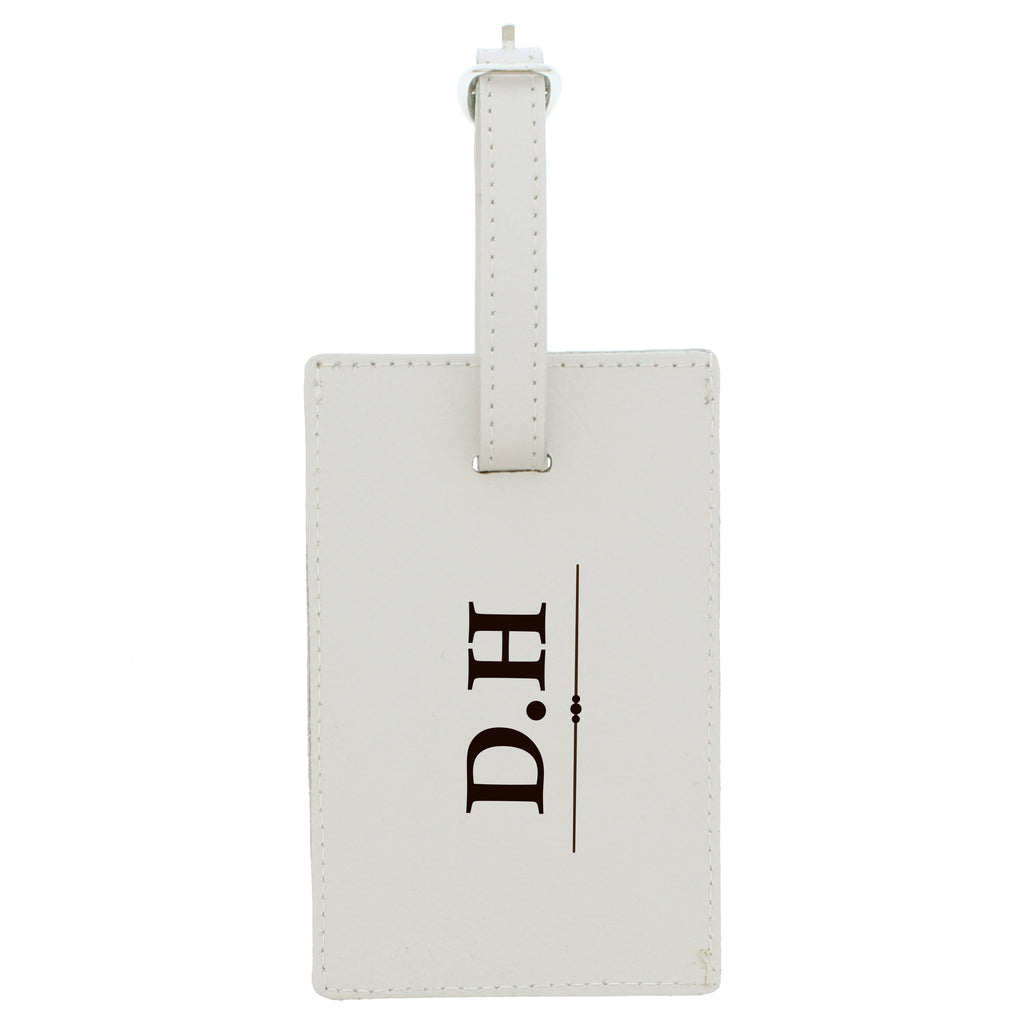 Personalised Classic Initials Cream Luggage Tag - Leather & Leatherette - Inspired Creative Gifts