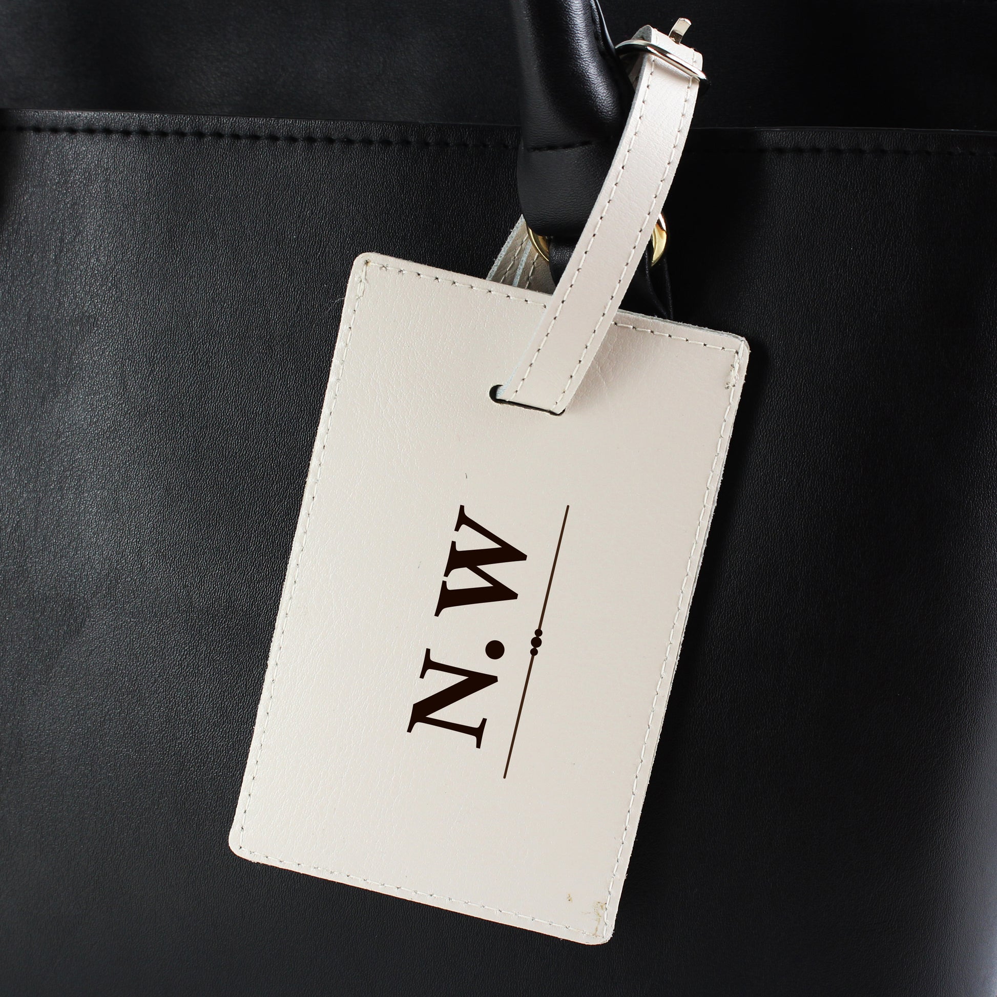 Personalised Classic Initials Cream Luggage Tag - Leather & Leatherette - Inspired Creative Gifts
