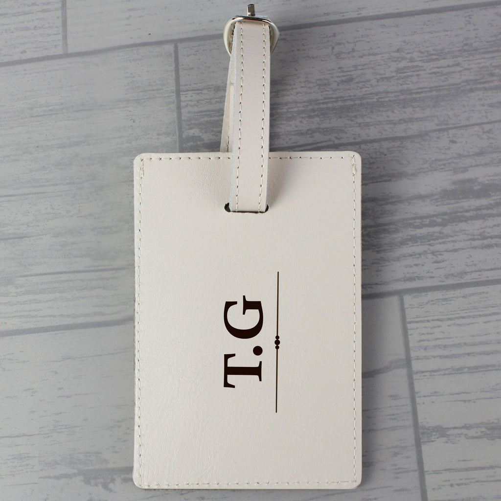 Personalised Classic Initials Cream Luggage Tag - Leather & Leatherette - Inspired Creative Gifts