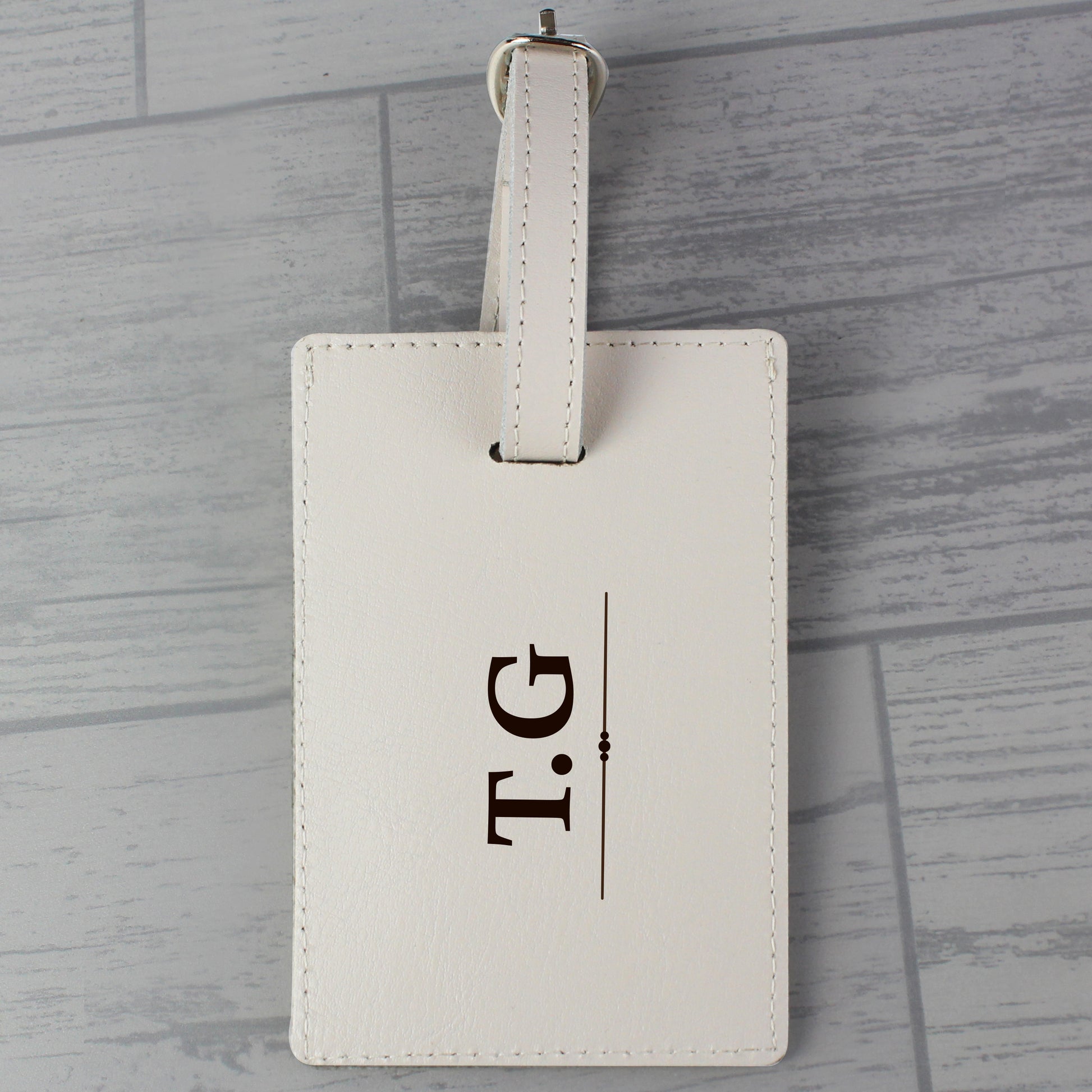 Personalised Classic Initials Cream Luggage Tag - Leather & Leatherette - Inspired Creative Gifts