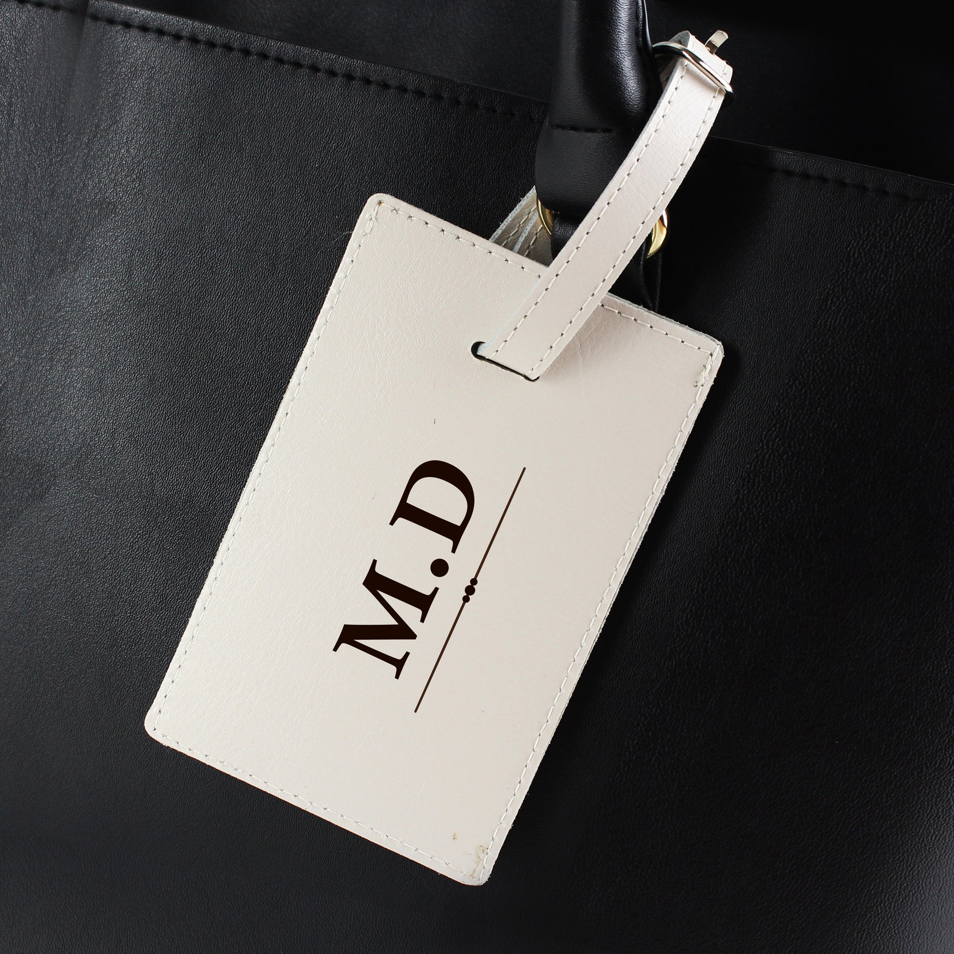 Personalised Classic Initials Cream Luggage Tag - Leather & Leatherette - Inspired Creative Gifts