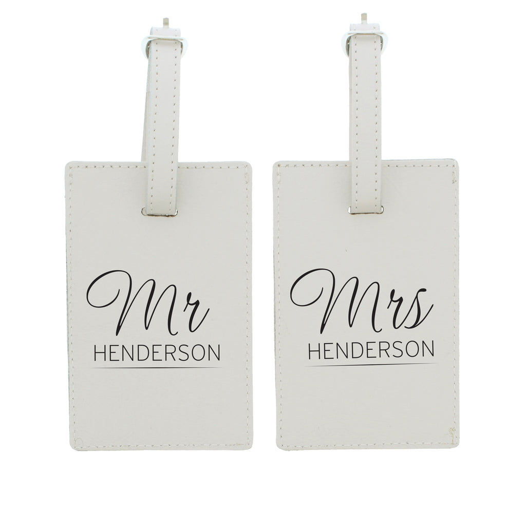 Personalised Couples Classic Cream Luggage Tags - Leather & Leatherette - Inspired Creative Gifts