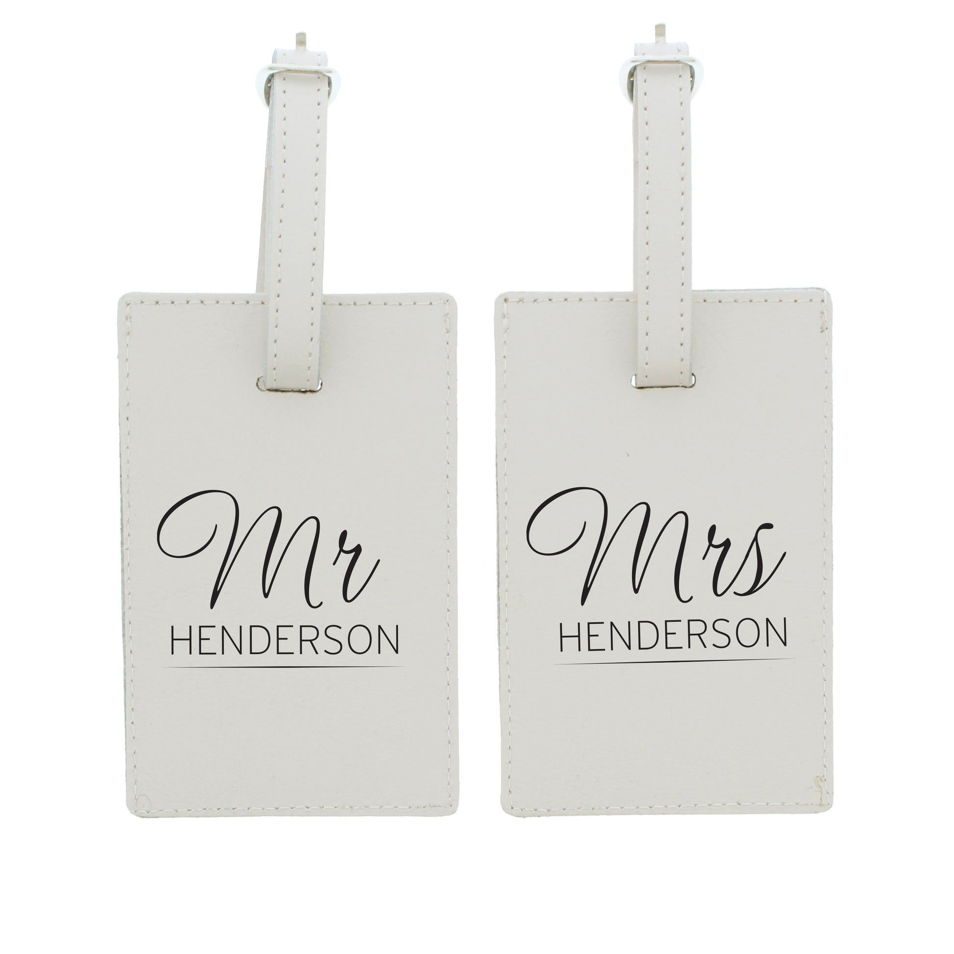 Personalised Couples Classic Cream Luggage Tags - Leather & Leatherette - Inspired Creative Gifts