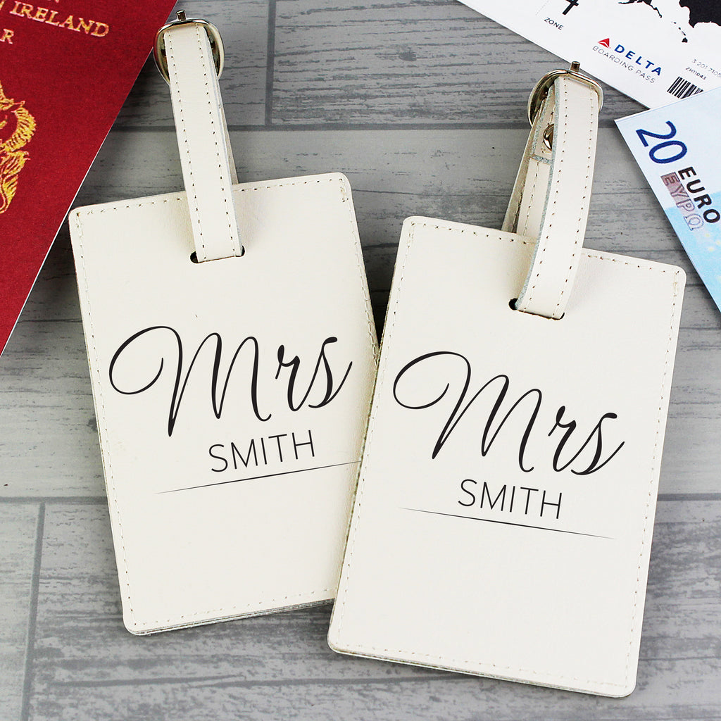 Personalised Couples Classic Cream Luggage Tags - Leather & Leatherette - Inspired Creative Gifts
