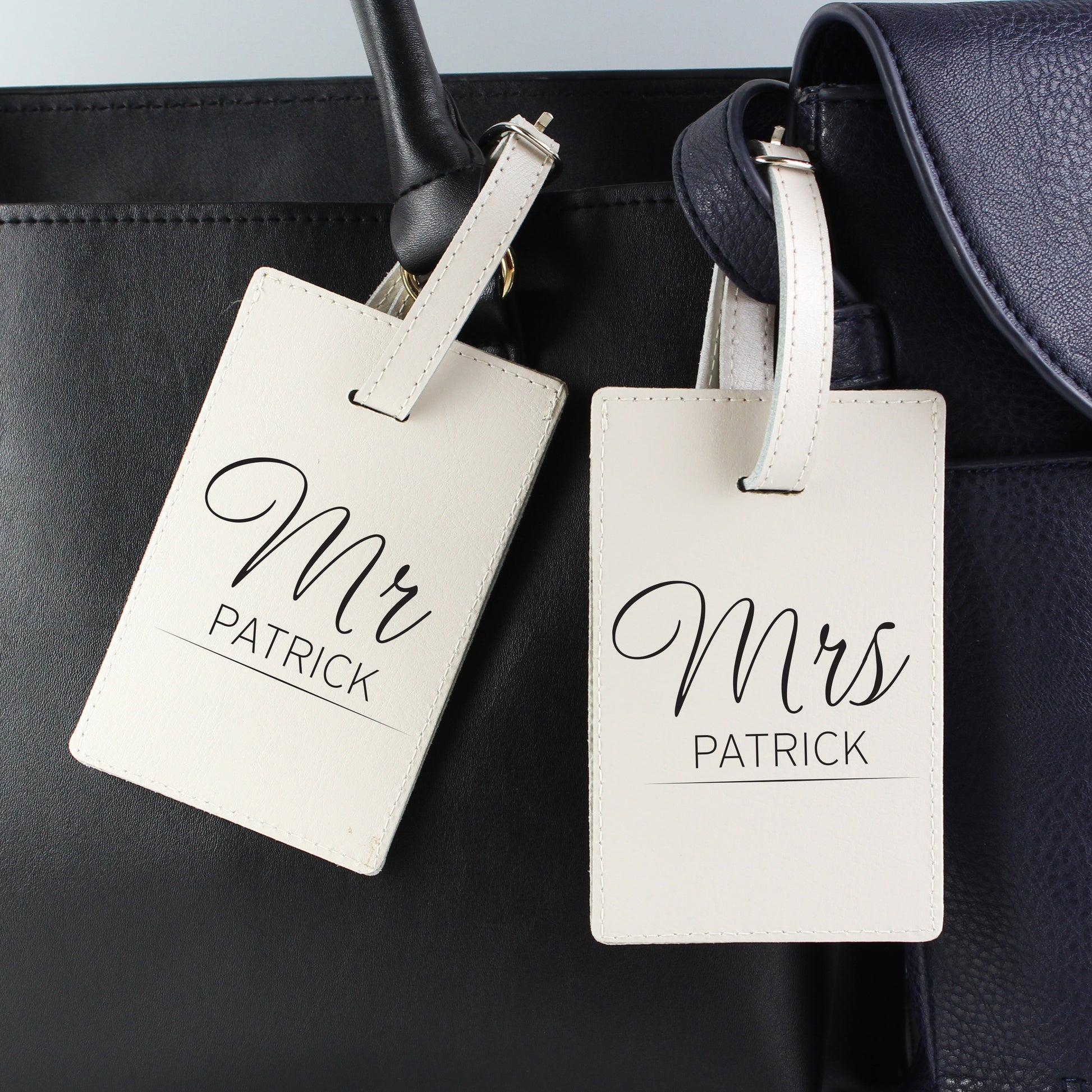 Personalised Couples Classic Cream Luggage Tags - Leather & Leatherette - Inspired Creative Gifts