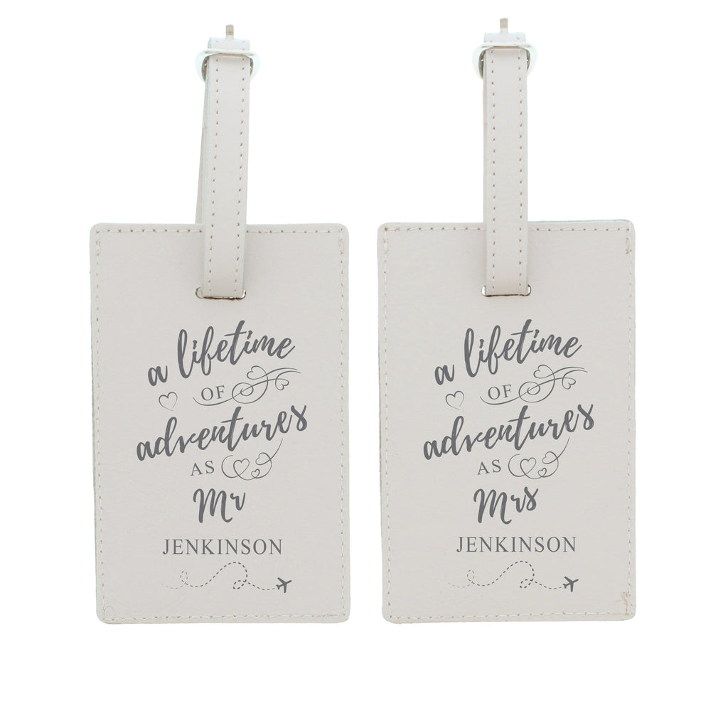 Personalised 'Lifetime of Adventures' Couples Luggage Tags - Leather & Leatherette - Inspired Creative Gifts
