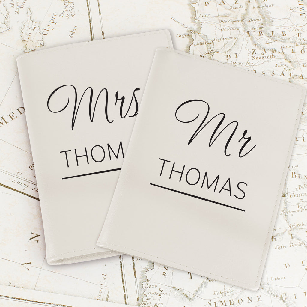 Personalised Couples Cream Passport Holders - Leather & Leatherette - Inspired Creative Gifts