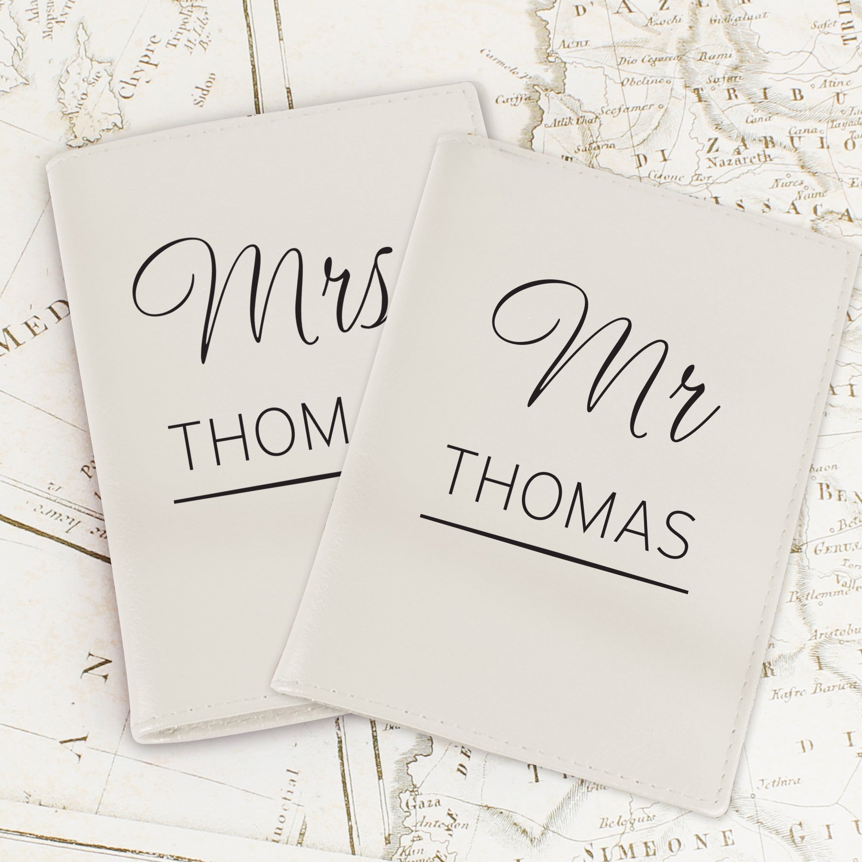 Personalised Couples Cream Passport Holders - Leather & Leatherette - Inspired Creative Gifts
