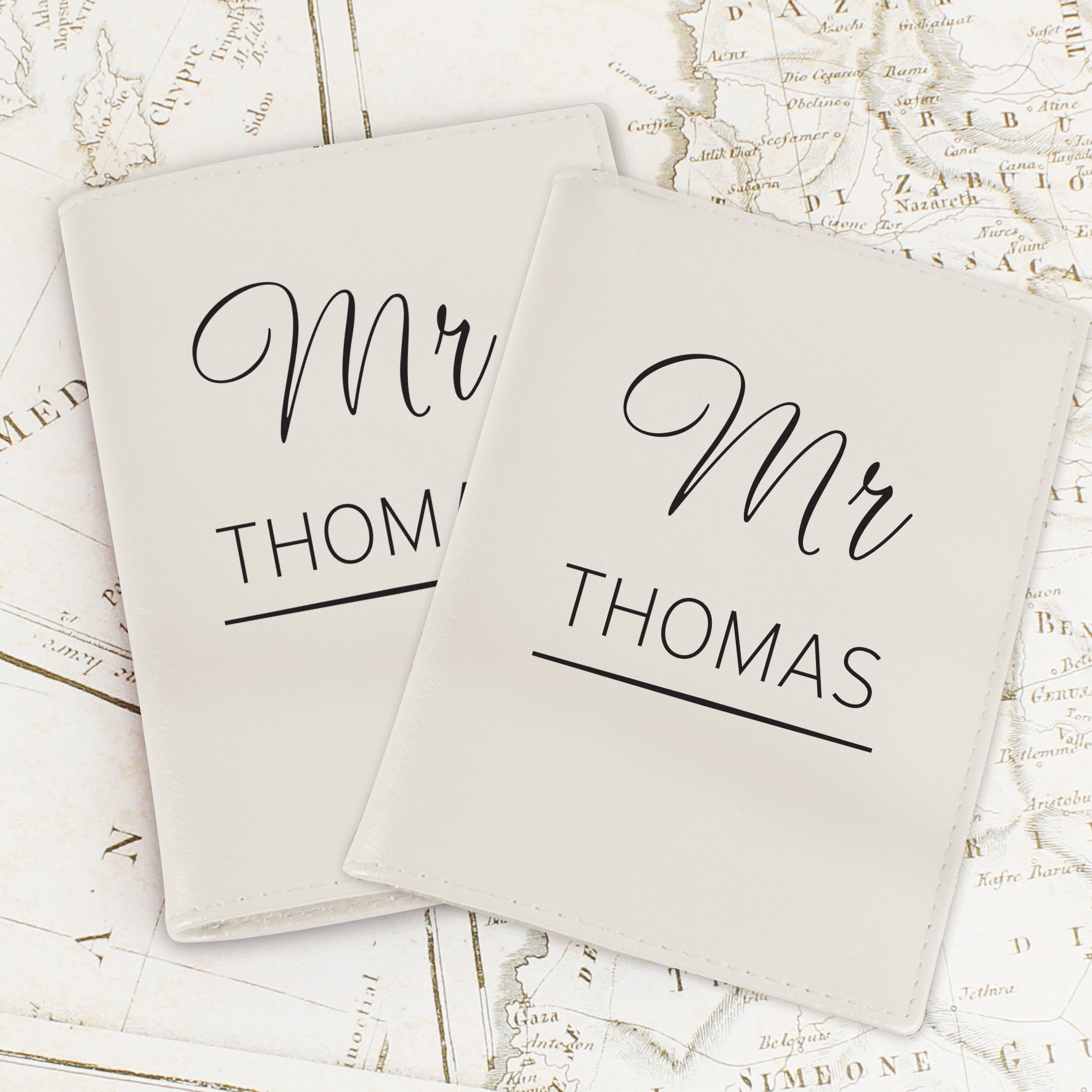 Personalised Couples Cream Passport Holders - Leather & Leatherette - Inspired Creative Gifts