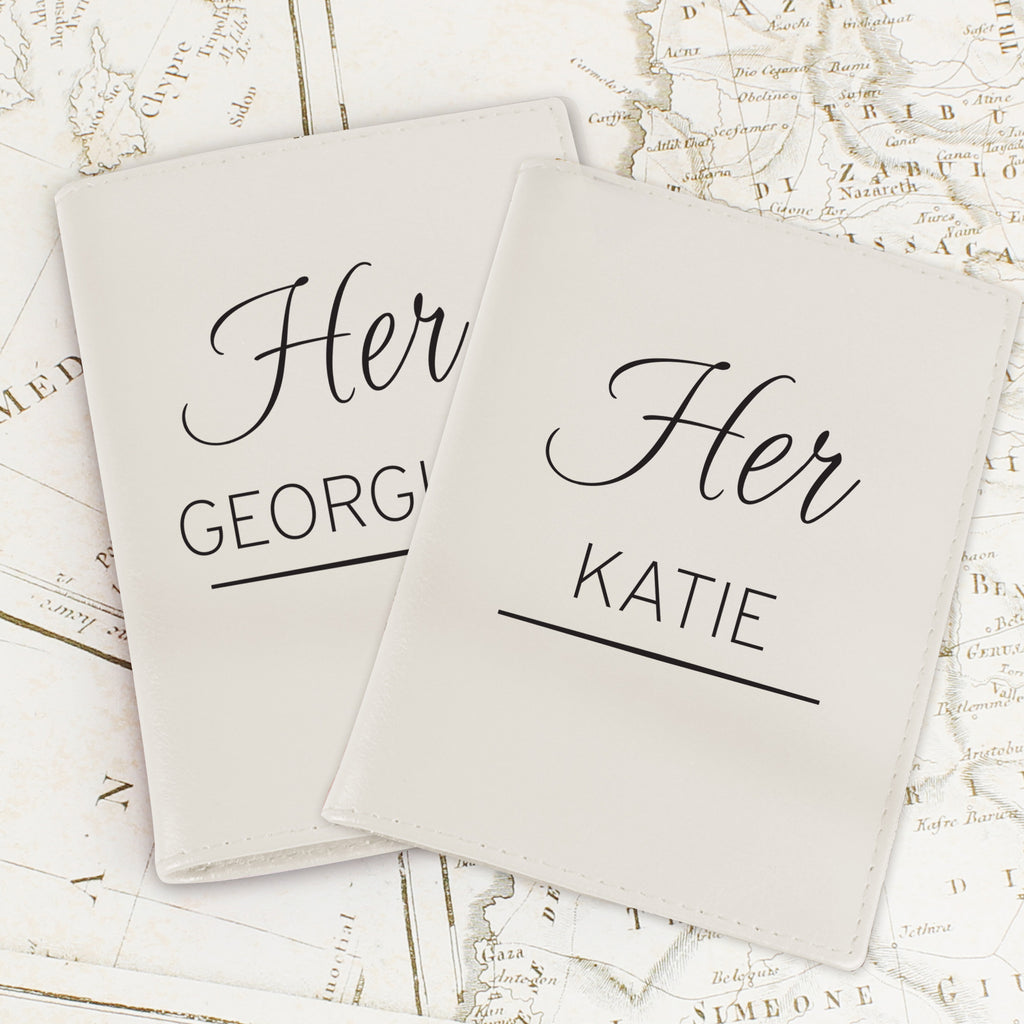 Personalised Couples Cream Passport Holders - Leather & Leatherette - Inspired Creative Gifts