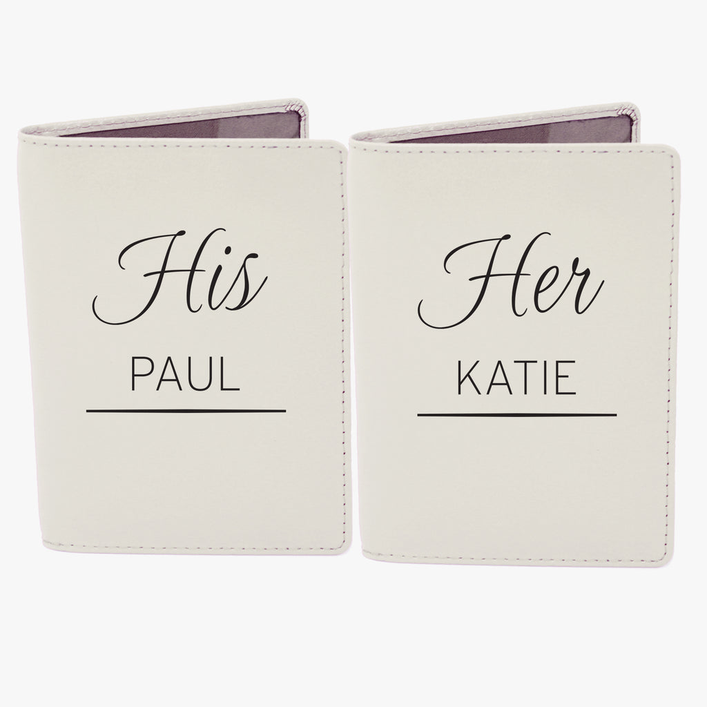 Personalised Couples Cream Passport Holders - Leather & Leatherette - Inspired Creative Gifts
