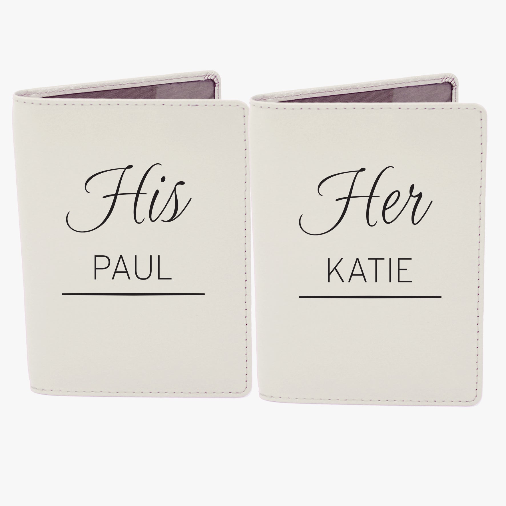 Personalised Couples Cream Passport Holders - Leather & Leatherette - Inspired Creative Gifts