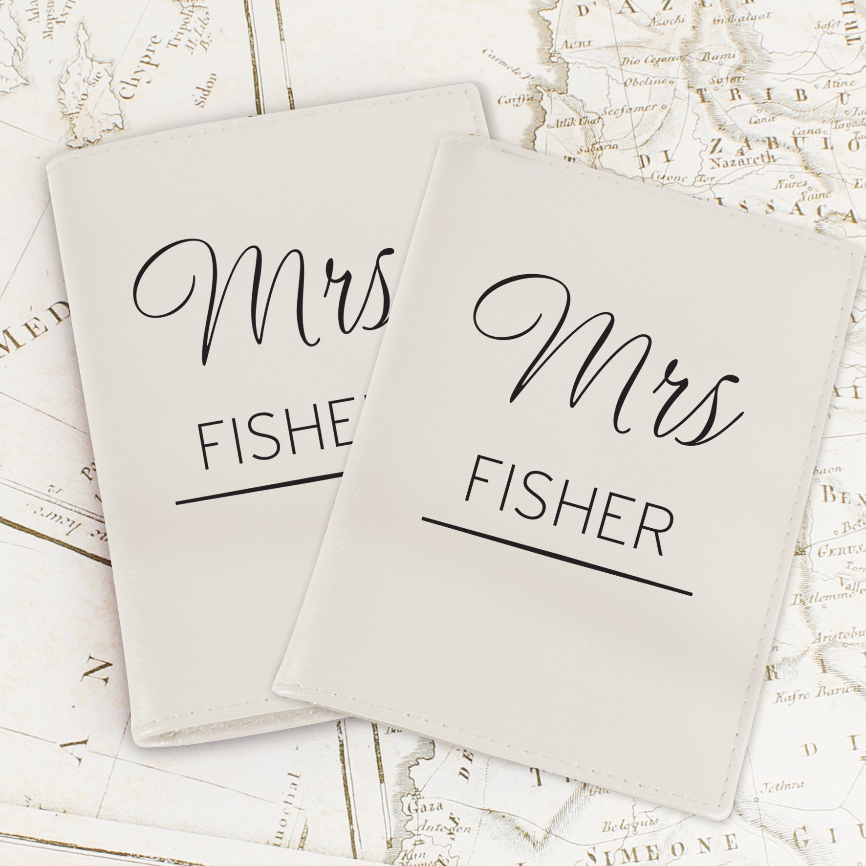 Personalised Couples Cream Passport Holders - Leather & Leatherette - Inspired Creative Gifts