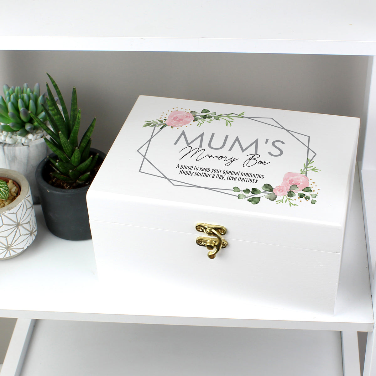 Personalised Abstract Rose White Wooden Keepsake Box | Trinket, Jewellery & Keepsake Boxes | Inspired Creative Gifts
