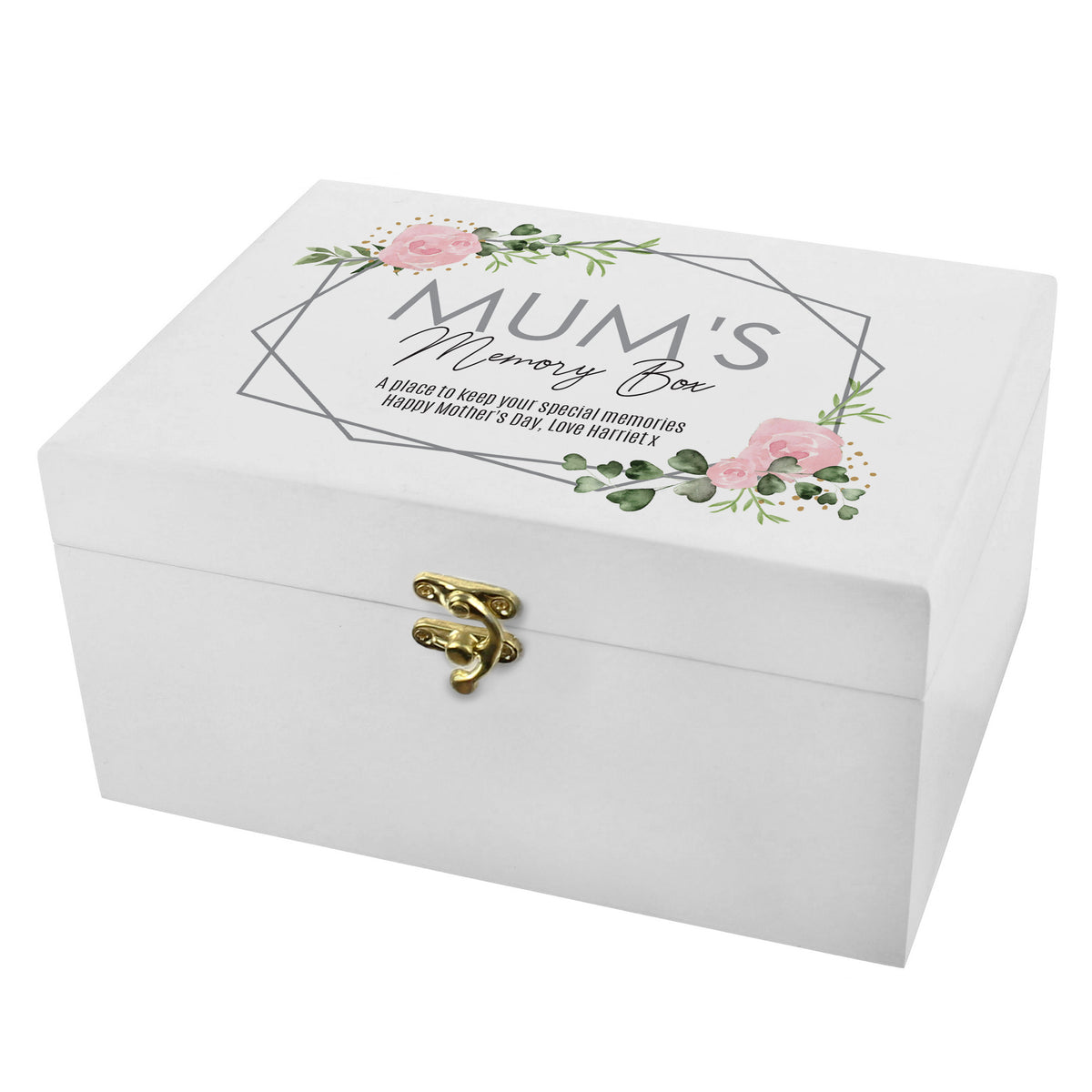Personalised Abstract Rose White Wooden Keepsake Box | Trinket, Jewellery & Keepsake Boxes | Inspired Creative Gifts